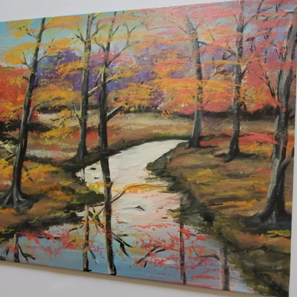 Fall in the meadow, acrylic painting